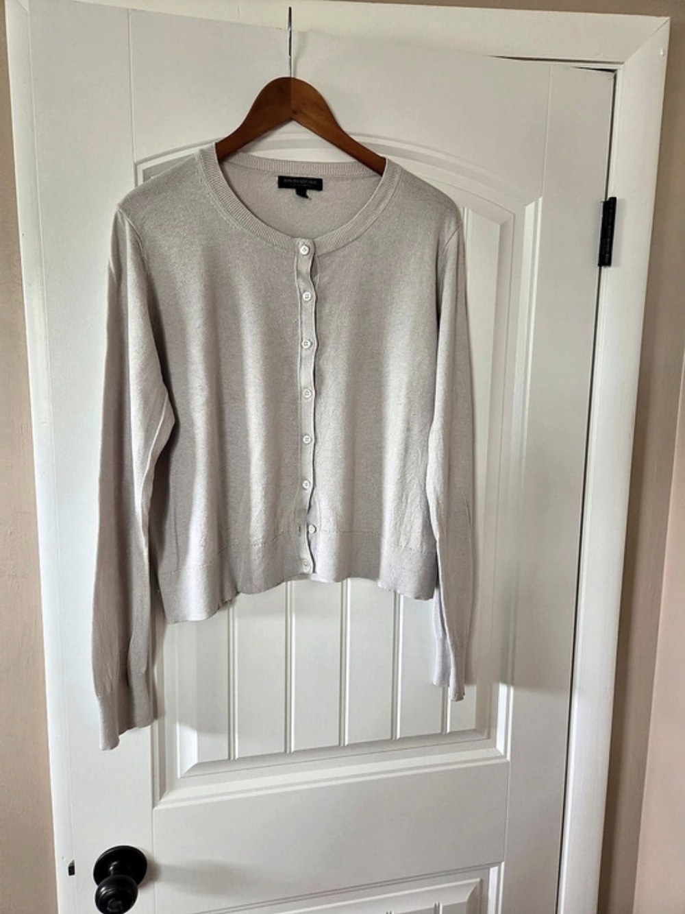 Banana Republic Silk Cashmere Cardigan Crew Neck Cardigan Gray XL Like New
